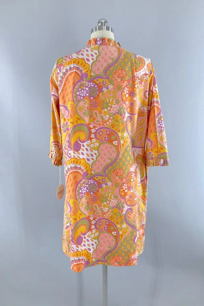 Vintage Mod Print Housecoat Dress