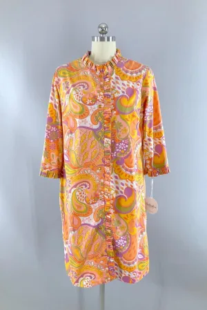 Vintage Mod Print Housecoat Dress