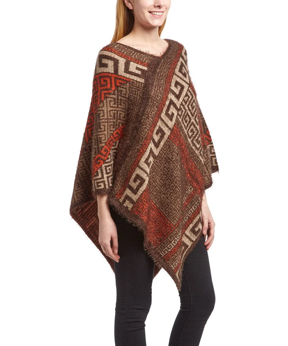 Western Extra Soft Fuzzy Tribal Aztec Batwing Shawl Wrap Poncho