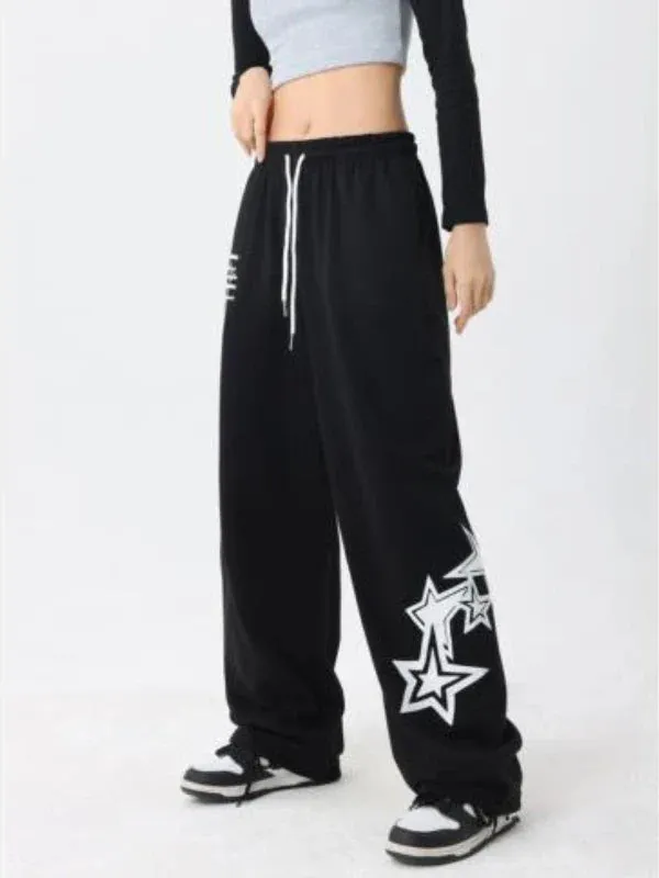 Women Hip Hop Streetwear High Waist Trousers Vintage Elastic Casual Jogging Pants