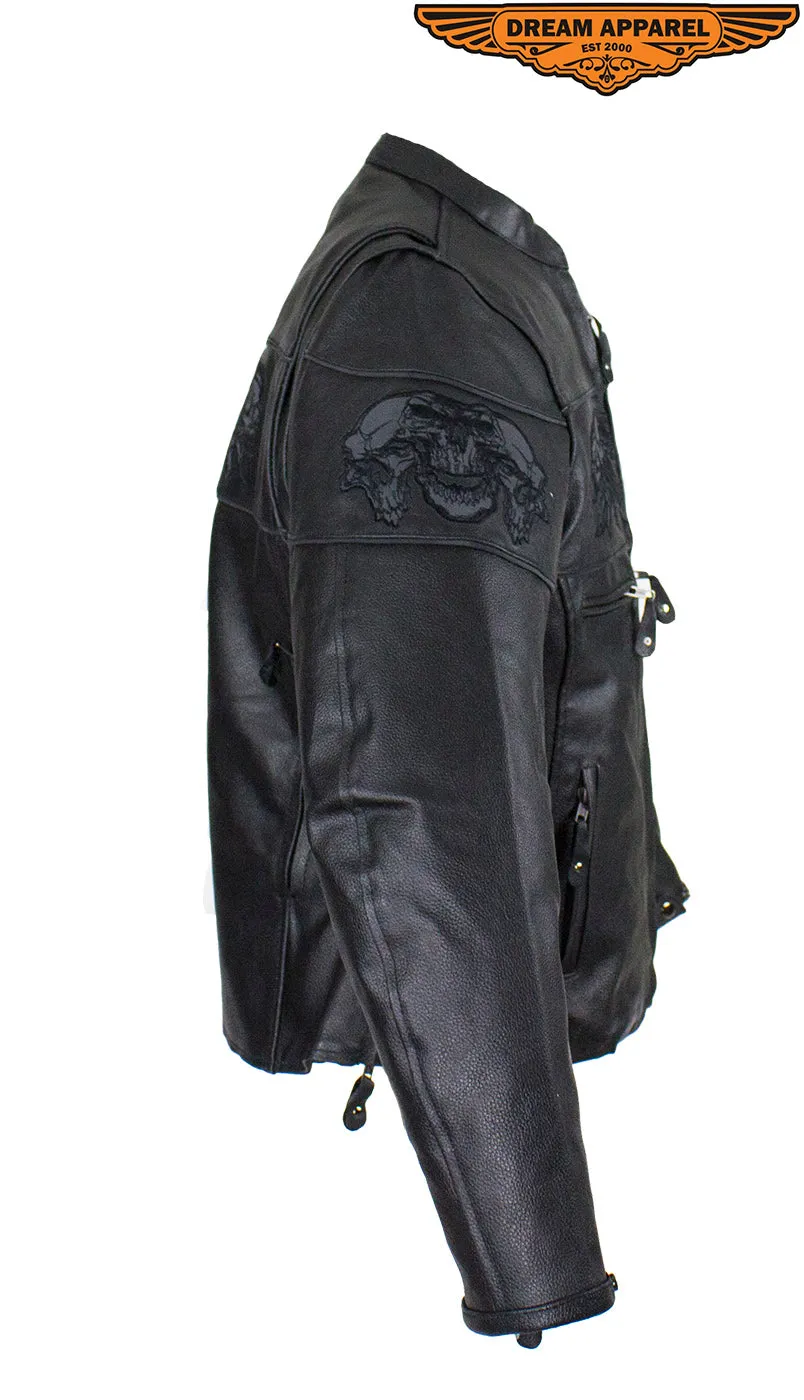 Women's Black Motorcycle Jacket with Reflective Skulls