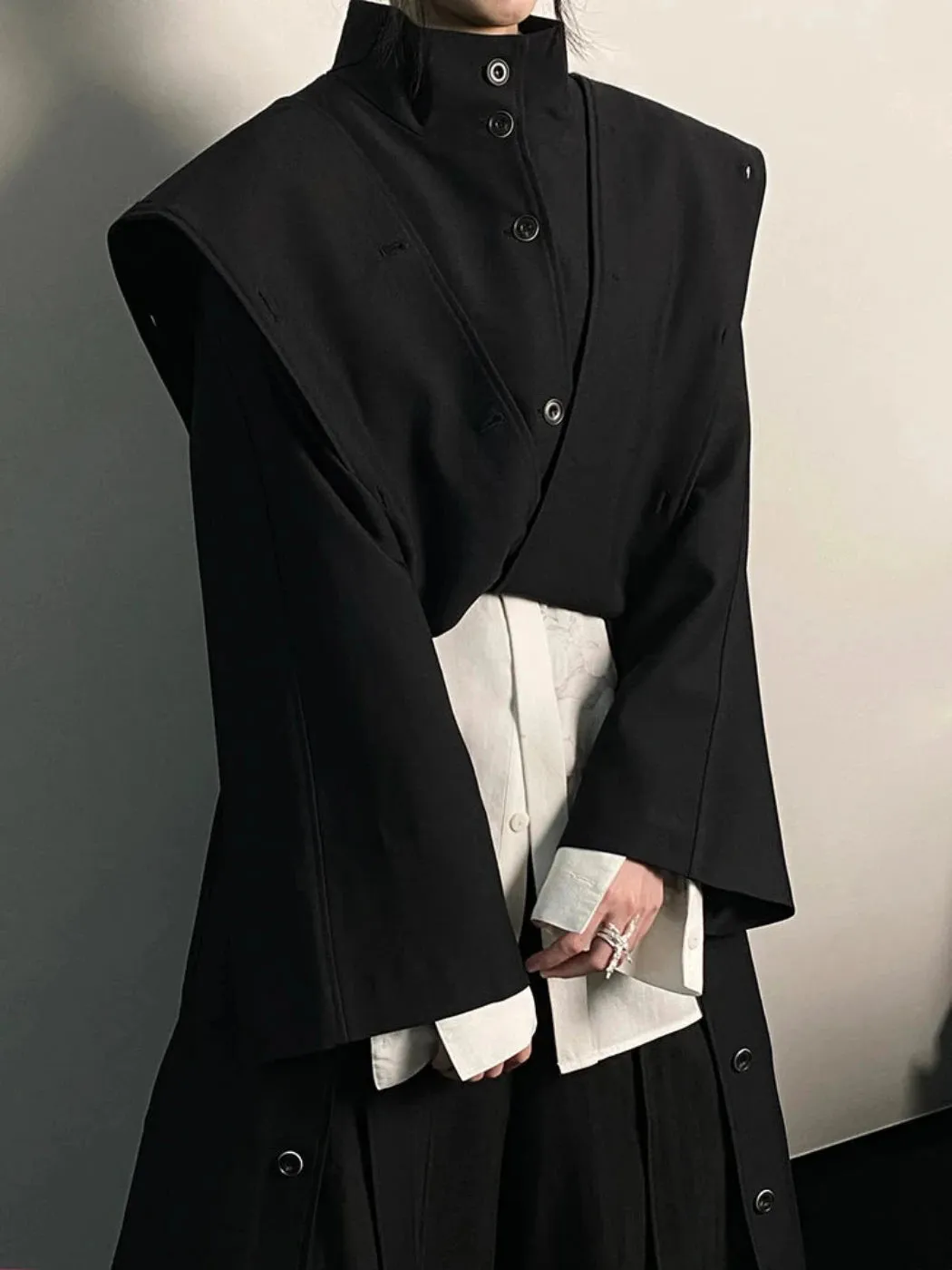 Women's Buttoned Trench Coat with Slits