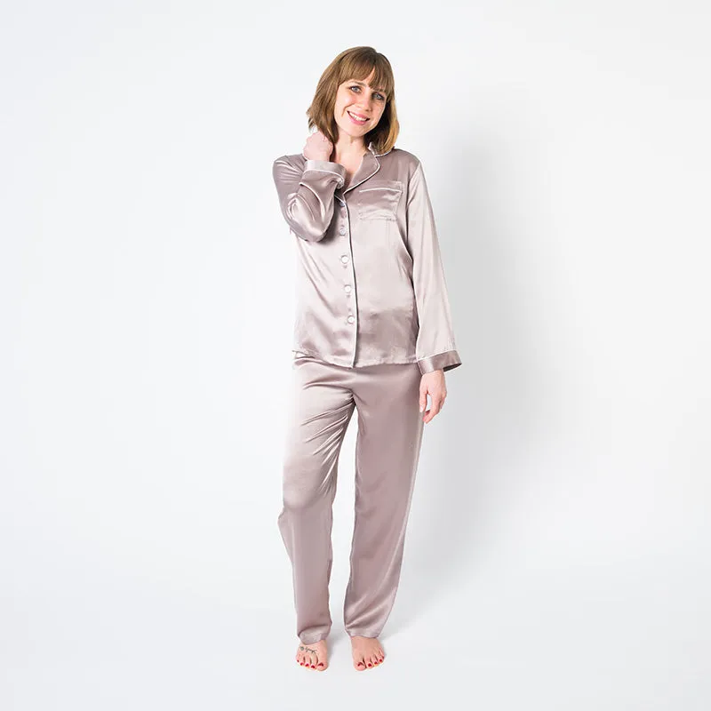 Women's Taupe Mulberry Silk Pajama Set