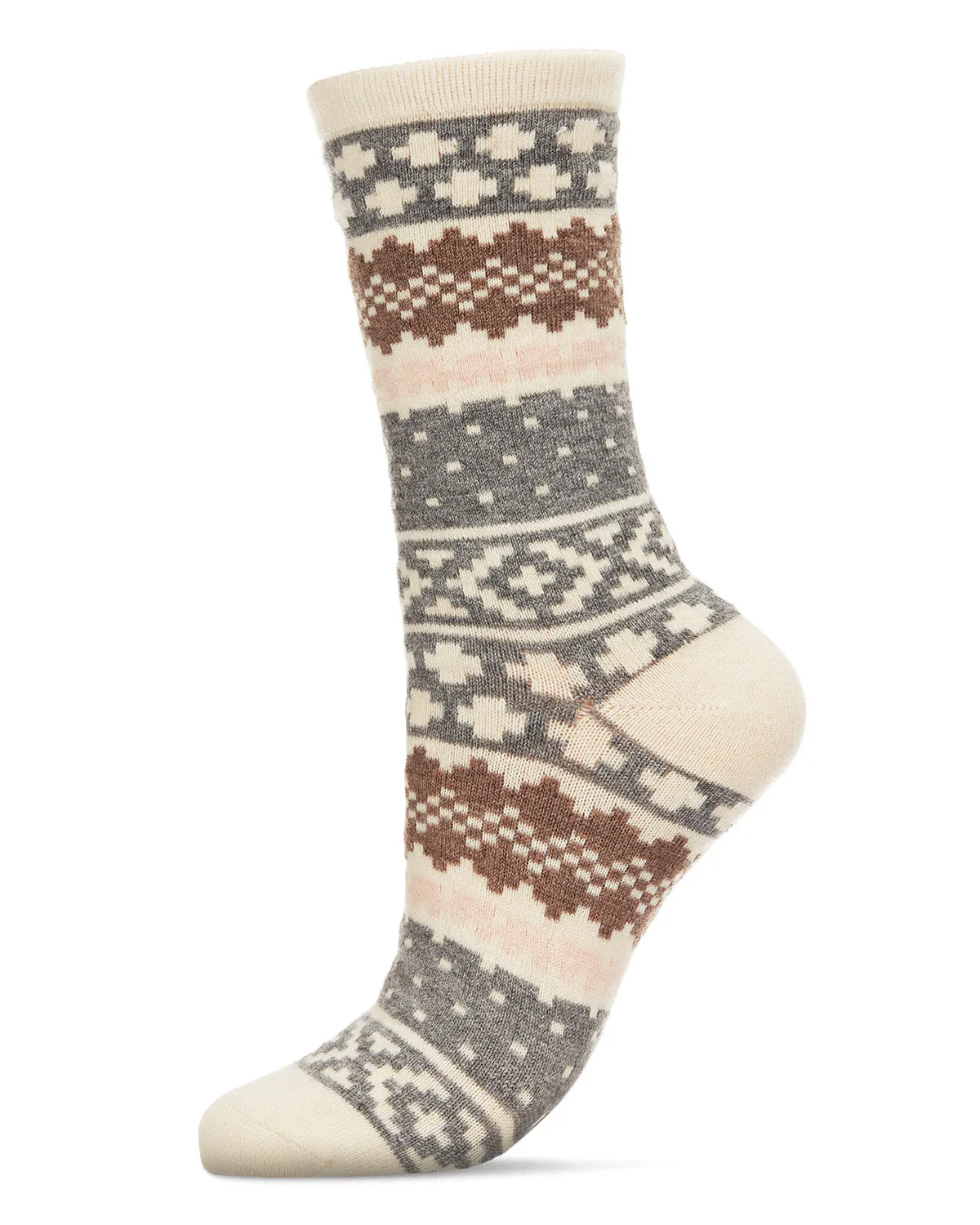 Women's Winter Fair Isle Cashmere Blend Crew Socks