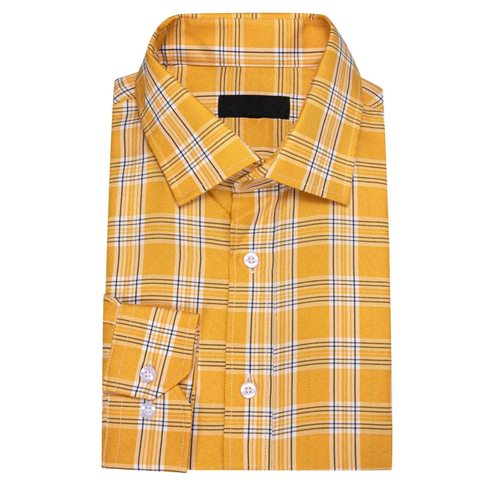 Yellow Plaid Men's Long Sleeve Work Shirt