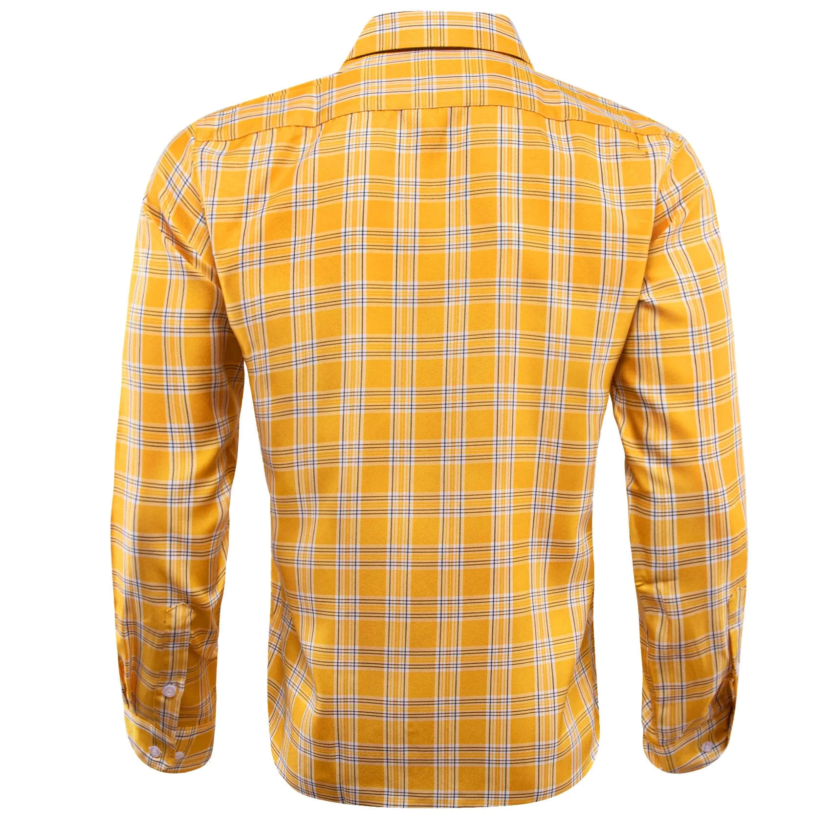 Yellow Plaid Men's Long Sleeve Work Shirt