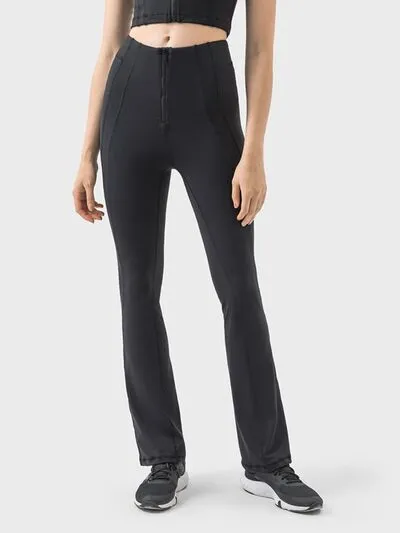 Zipper Detail High Waist Active Pants